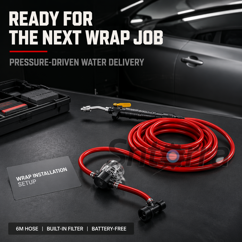 Pressure-tank hose and black spray gun for automotive wrap work